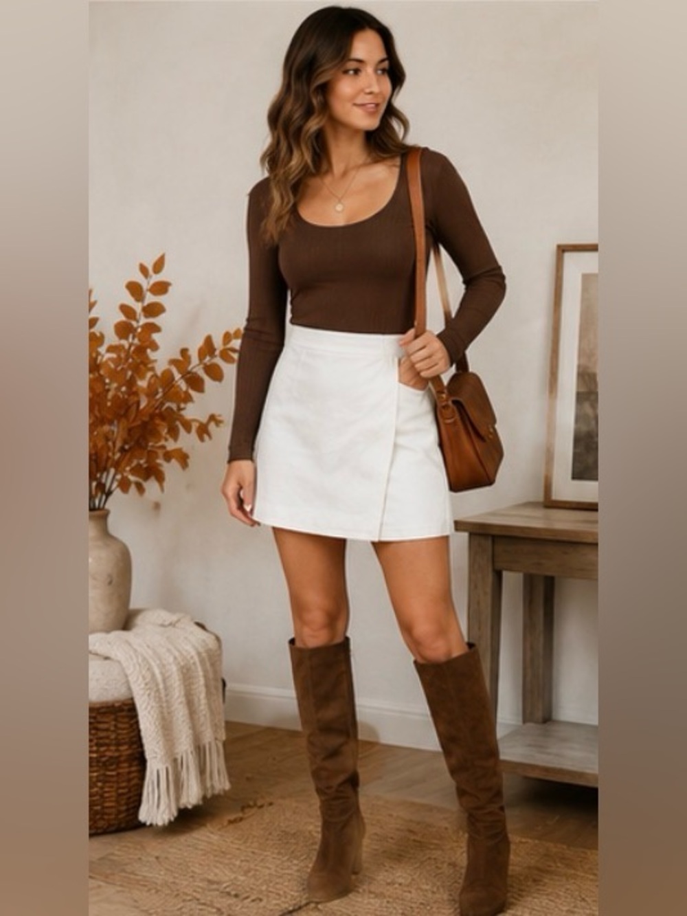 a new day White Wrap-Front A-Line Skort